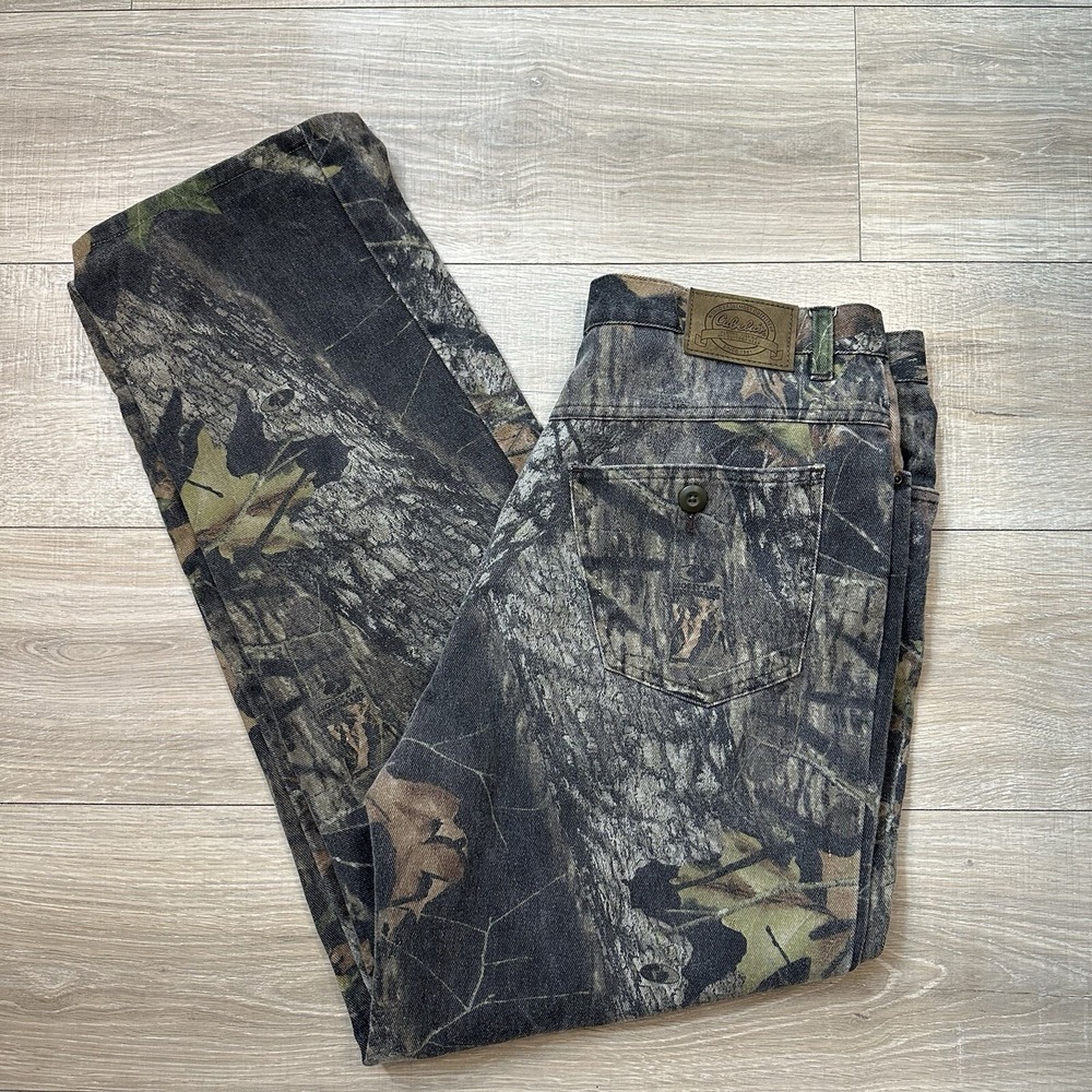 VTG Cabela's Camo‎ Mossy Oak Outdoor Hunting Denim Jeans 100% Cotton Men's 36x31